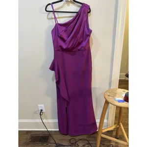 Adrianna Papell Women's One-Shoulder Draped Satin Gown Dress Size 14 thumbnail 5