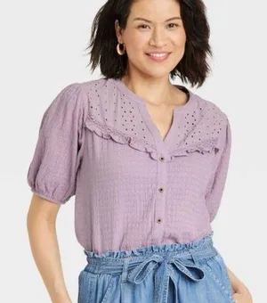 Knox Rose Women’s Purple Button Down Blouse thumbnail 1