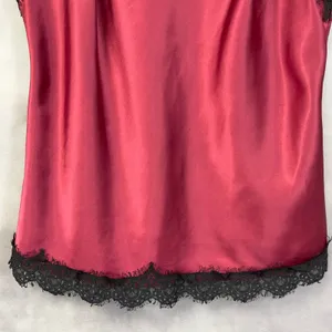 Satin Lace Trim Cami Tank‎ Top Women Large Red Black Coquette Romantic Goth Y2K thumbnail 4