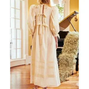 Hunter Bell Bennett Puff Sleeve Maxi Dress‎ Cream Cottagecore NWT M thumbnail 2