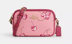 Coach Mini Jamie Camera Bag With Cherry Print Flower Pink CR173 thumbnail 1