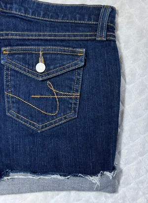 Tommy Hilfiger Tommy Jeans Shorts size 0 Low Rise Denim Blue Jean Flap Pocket Cuffed Womens thumbnail 5