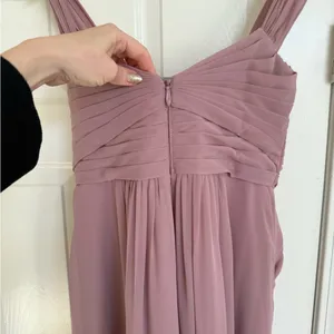Azazie Zapheira‎ Dusty Rose Pink A-Line Ruched Chiffon Dress Bridesmaid 8 thumbnail 10