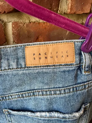 PacSun Light Blue Ripped Baggy Jeans in Medium Indigo thumbnail 8