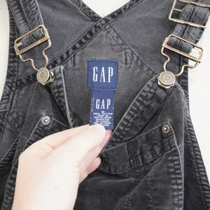 Gap Women's Size Medium Overalls Black Vintage Velvet Corduroy Bib Jumpsuit thumbnail 4