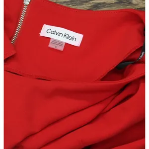 Calvin Klein Womens Embellished Bell Sleeve Back Zip Dress CD4CC3D8 Red 6 thumbnail 6