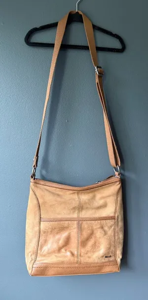 The Sak Tan Leather Crossbody Bag with Floral Embossed Pocket thumbnail 1