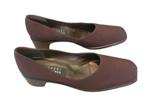Stewart Weitzman Women's Brown Chunky Block ‎ Heal Flats Square Toe Size 8N thumbnail 1