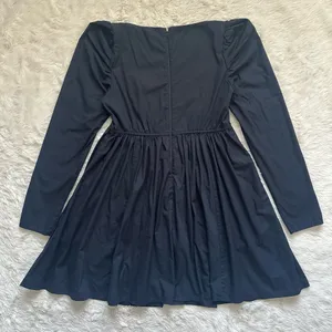 Abercrombie & Fitch Dress Long Sleeve Poplin Babydoll Mini Black Tall Sz MT thumbnail 3