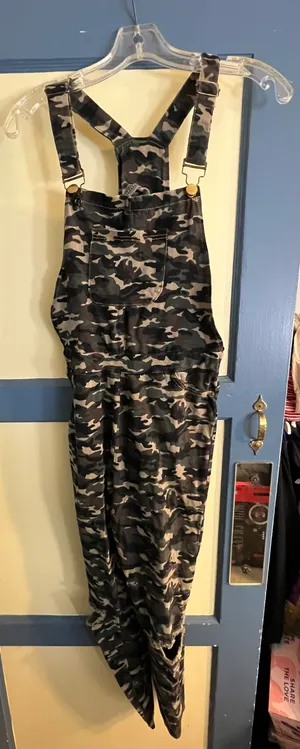 Medium Army Print Stretchy Clip On Overalls thumbnail 1