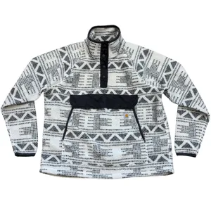 Carhartt Sherpa Fleece Pullover Womens XL‎ White Black Geometric Snap Front thumbnail 3