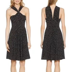 White House Black Market Convertible‎ Dress Women 0 Black Polka Dot Genius Retro thumbnail 4