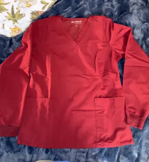 Mandala Long Sleeve Scrub Top Red Size XS thumbnail 1