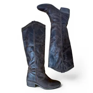 Steve Madden P-Manor Brown Leather Boots Tall Riding Western Women's Size 8 thumbnail 4