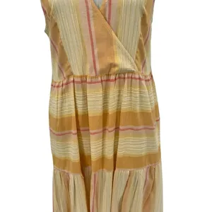 L*Space Clara‎ V-Neck Double Tiered Maxi Dress Yellow Orange Stripe Size Small thumbnail 5