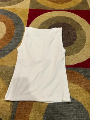 ZARA Women White Very Stretchy Smooth Double Lined Basic Tank Top Size Medium thumbnail 4