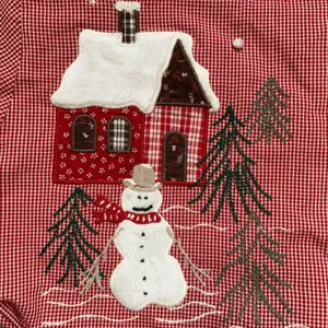 Vintage Karen Scott Red Gingham Christmas Shirt Snowman Reindeer Large Cabincore thumbnail 9