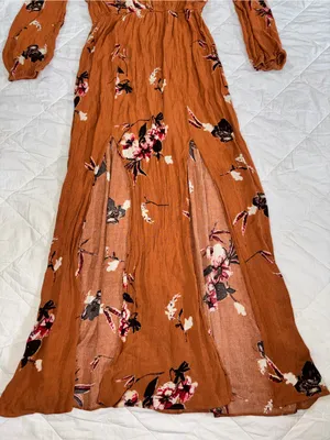 Dance & Marvel Rust Floral Ruffle Maxi Dress thumbnail 2