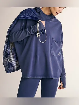 NWT Free People FP Movement Hot Shot Hooded Set - Atlantic Navy Blue - XS thumbnail 5