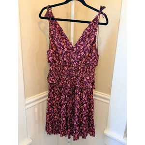 Ulla Johnson Noelle Floral Silk Blend Mini Dress Burgundy Ruffle Tassel 4 thumbnail 3
