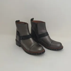 COACH Moto Bootie Gunmetal Black Leather Studded Ankle Boots Women's Size 8 thumbnail 3
