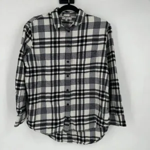 Madewell‎ Flannel Oversized Ex-Boyfriend Shirt Romana Plaid Small Button Down thumbnail 3