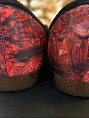 Christian Siriano Red and Black Peep-Toe Flats. Ballerina Open toe EUC thumbnail 7
