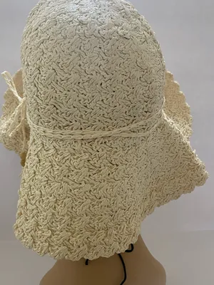 Cream Crochet Sun Hat with Wide floppy Brim - Women thumbnail 4