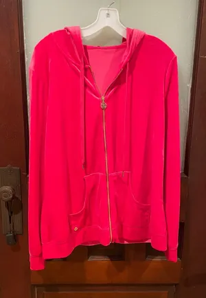 Lilly Pulitzer Hot Pink Zip Hoodie Jacket thumbnail 1