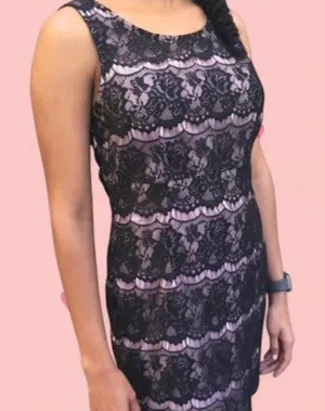 Forever 21 Pink and black lace flapper dress thumbnail 1