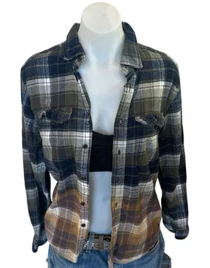 Montana Tech Plaid Flannel Shirt SMALL Oversize Football Butte Tailgate Unique thumbnail 1