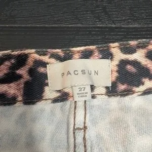 PacSun Womens Leopard Print Denim Mini Skirt Size 27 Animal Print Brown Tan thumbnail 2