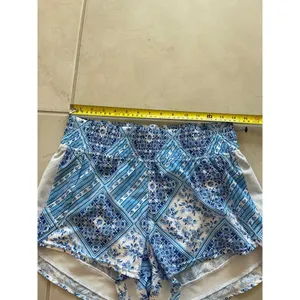 Blue‎ floral athletic shorts, revival, medium thumbnail 2