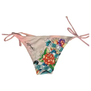 Ed Hardy Vintage 90s Love Floral Tattoo String Triangle Bikini Set Size Small thumbnail 6