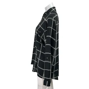 Apt. 9 Women's Black Checkered Plaid Long Sleeve Pockets Button Down Shirt Top L thumbnail 2