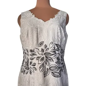 Antonio Melani White Embroidered Sheath Dress 14 Floral‎ Textured Midi Wedding thumbnail 2