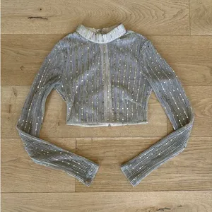 Superdown - Sia Long Sleeve Sequin Crop Top in Gold Nude Metallic thumbnail 2