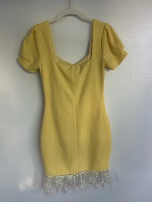 Yellow tinsel statement dress thumbnail 3