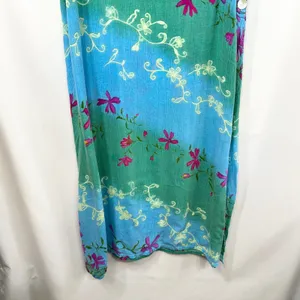 VTG La Cera Medium Midi Dress Blue Green Floral Sleeveless Beach Vacation 1018‎ thumbnail 4