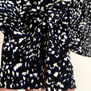 Express Portofino Slim Fit Puff Sleeve Shirt in Black/Blue‎ thumbnail 5
