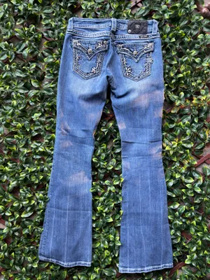 Miss Me Low-Rise Boot Stretch Jeans Signature Rhinestone Women’s Denim 28 thumbnail 2