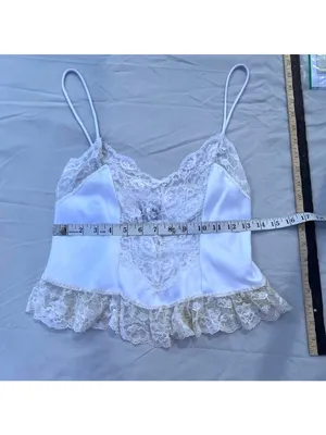 Vintage Lis Levesque White Lace Satin Camisole Top Small Made In USA 21r thumbnail 3