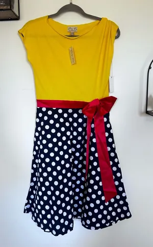 NWT Lindy Bop Polka Dot Retro Vintage Inspired Rockabilly Knee Length Dress Med thumbnail 1