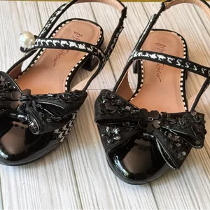 Betsey Johnson LIVY HOUNDSTOOTH Mary Jane Women's Flats Bow and Pearl Detail 7.5 thumbnail 2