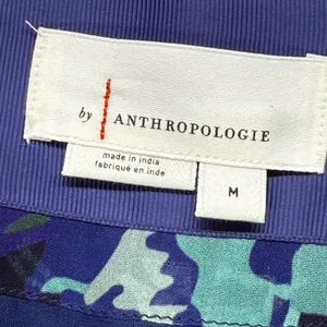 Anthropologie Mini Dress Floral Print Long‎ Sleeve Casual Blue Green M thumbnail 6
