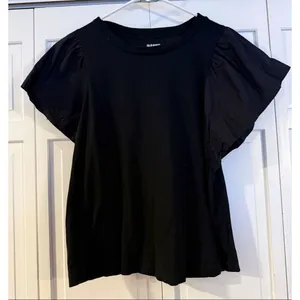 Old navy black flutter sleeve combo top size large thumbnail 3