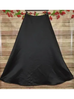 VTG Jody California Black Satin Maxi Skirt 5/6 27" Waist 41" X- Long Made USA thumbnail 2