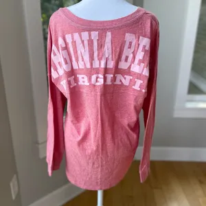 Heather Pink Virginia Beach V Neck Long Sleeve Tee Shirt Size Large thumbnail 4