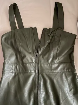 Green Pleather Dress Size M thumbnail 2