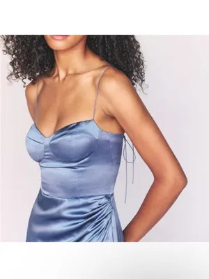Reformation Elegant Blue silk Dress NEW thumbnail 2